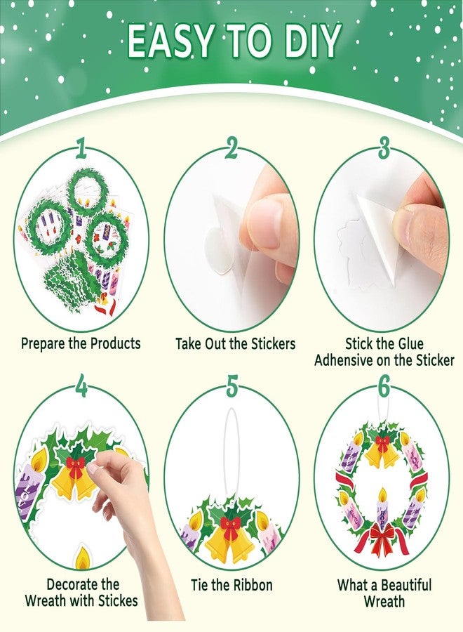 مجموعة أدوات صنع أكاليل عيد الميلاد للأطفال (٢٤ قطعة)، نشاط اصنع بنفسك أكاليل شموع عيد الميلاد، زينة دينية لعيد الميلاد للمنزل والفصول الدراسية والمدرسة والكنيسة والعائلة والعطلات - Image 3